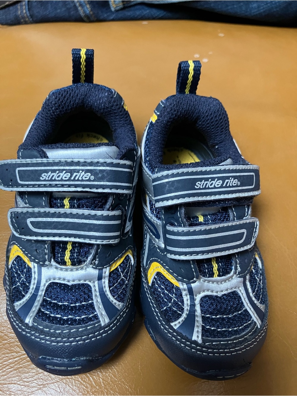 Stride Rite Navy and Yellow Toddler Hook-and-Loop Sneakers